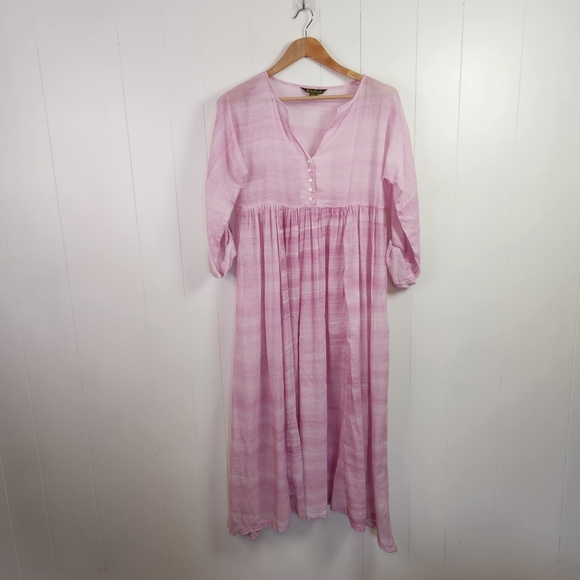 April Cornell Pink Sheer Maxi Dress Cotton Nightgown Cottagecore Whimsy Size XS - Picture 8 of 8